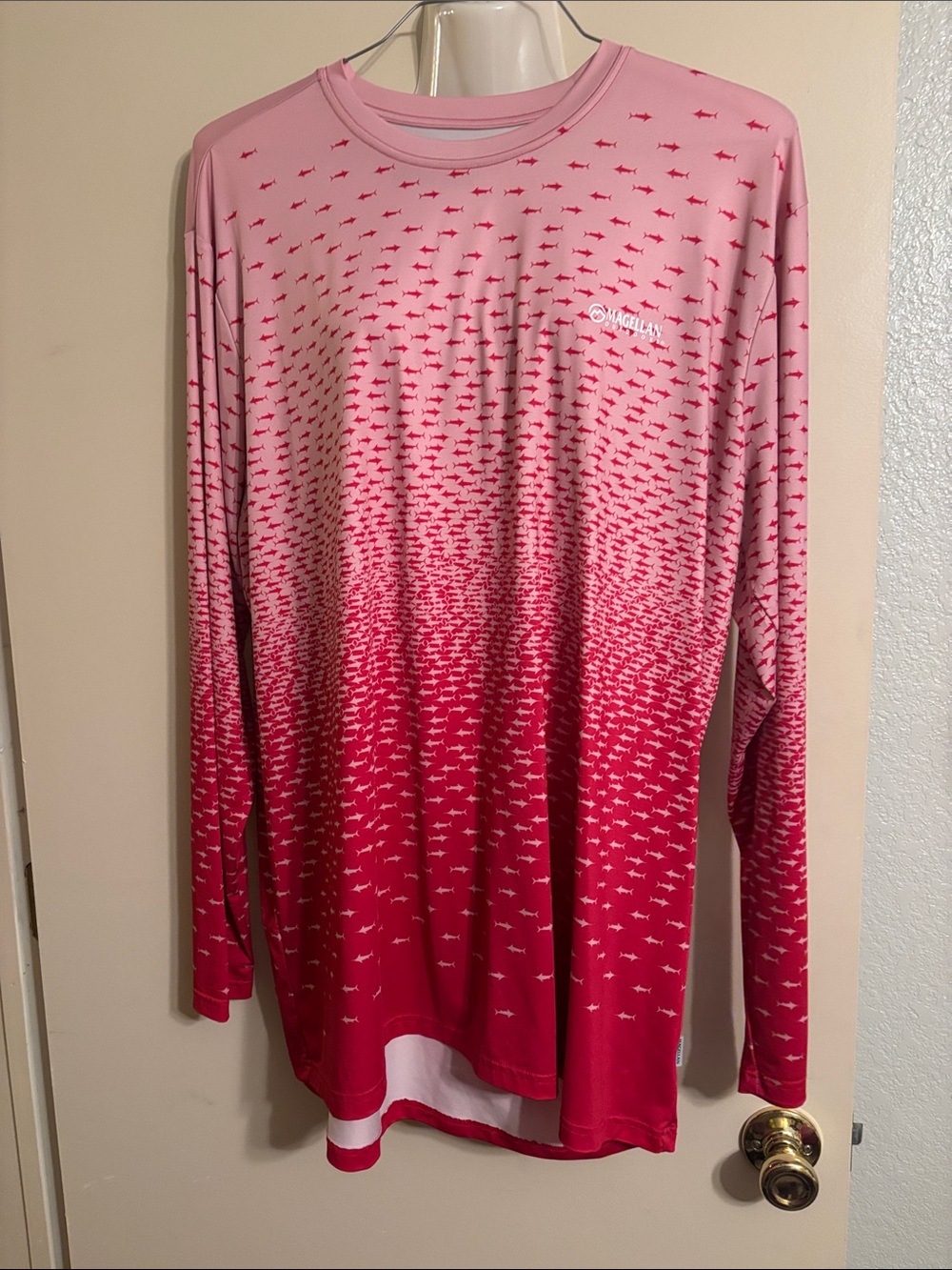 Magellan Outdoors Pink to Red Ombre Long Sleeve Performance Tee